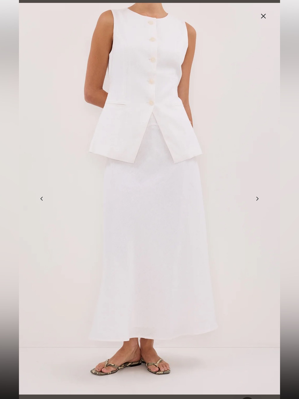Dissh Tyra White Linen Midi Skirt